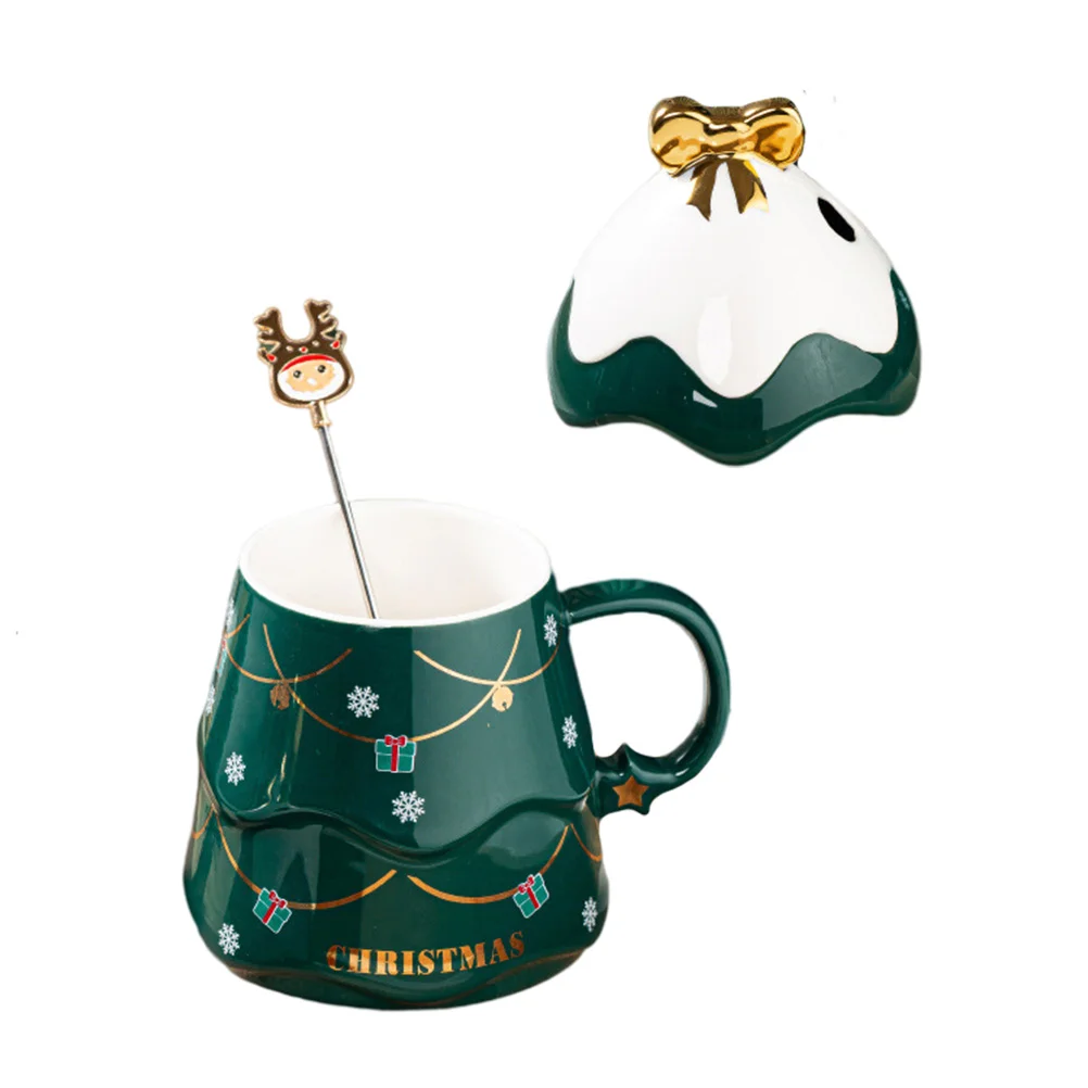 

Tumbler with Lid Christmas Mug Style Cup Simple Handle Ceramic Water Multipurpose Storage Child
