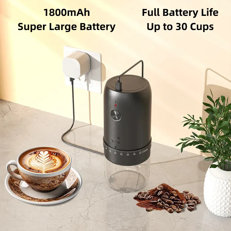 New Portable USB Electric Coffee Bean Grinder 40 Gears External Adjustable Rechargeable Grinders Household Mini Coffee Machine