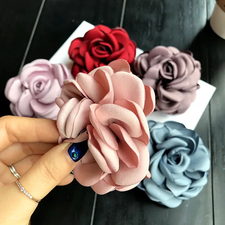 Women Fabric Flower Brooch Pearl Shirt Shawl Pin Cloth Coat Badge