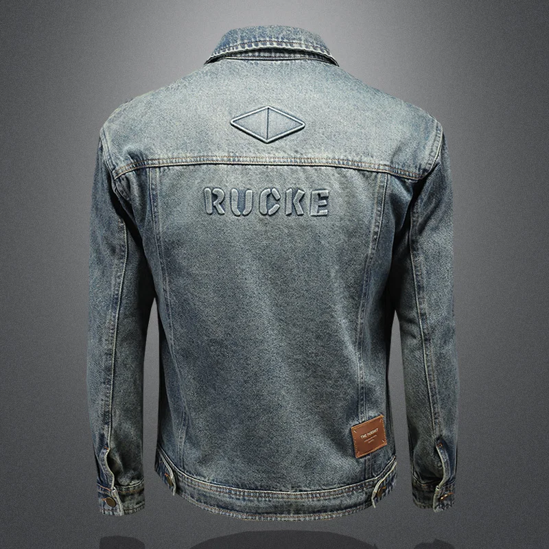 Men's Retro Classic Denim Jacket Autumn Street Trend Handsome Riding Windproof Men's Clothing High Street Casual Lapel Jacket