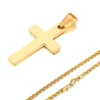 Plain stainless steel cross pendant with rope chain
