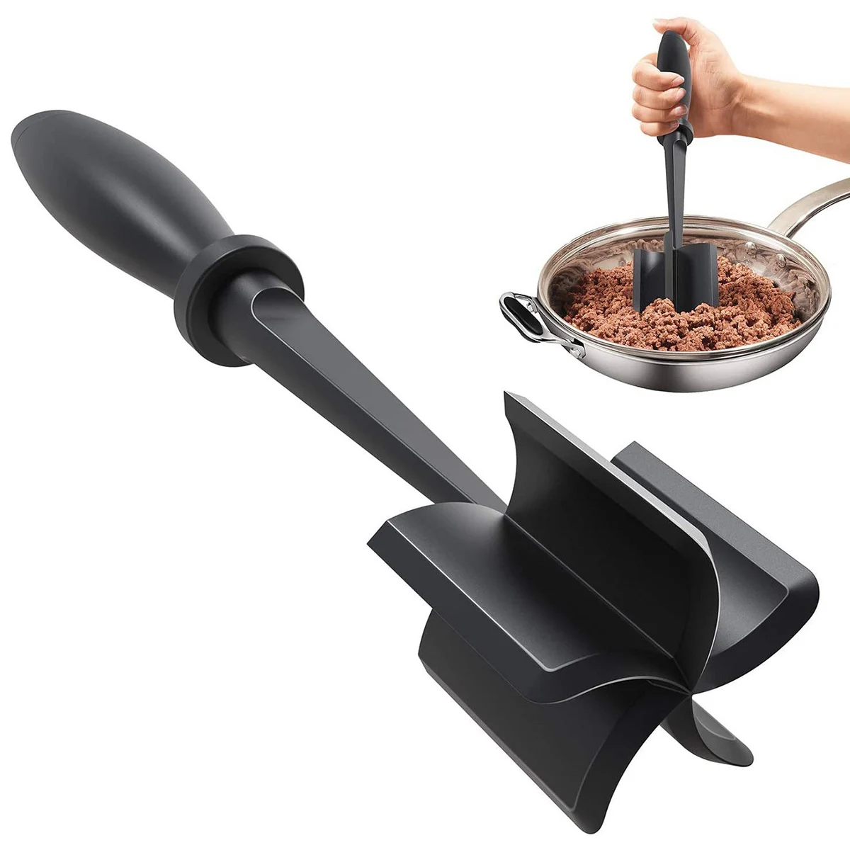 

Nylon Meat Chopper Heat Resistant Non-slip Meat Masher Black Multifunctional Hamburger Beef Potato Masher Kitchen Accessories