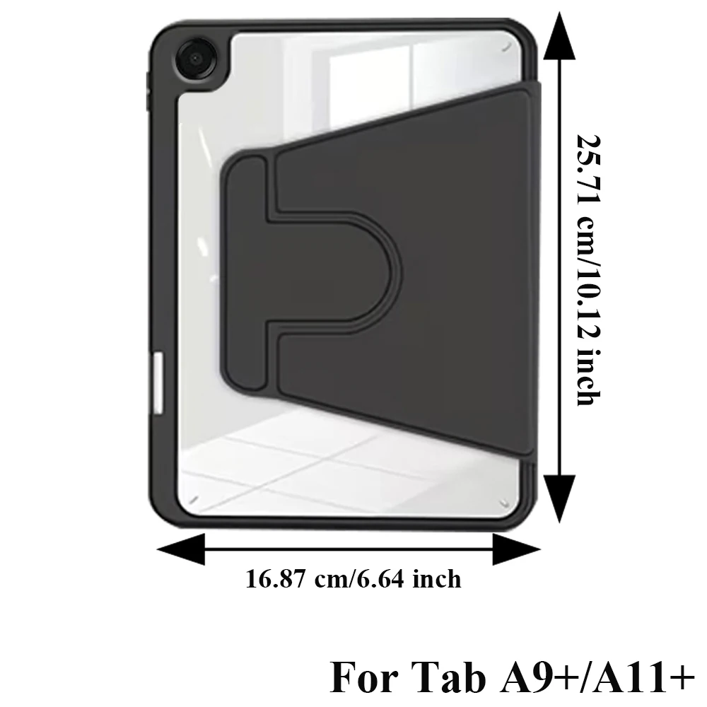 360 Degree Rotating Swivel Stand Protective Tablet Case with Clear Back Cover