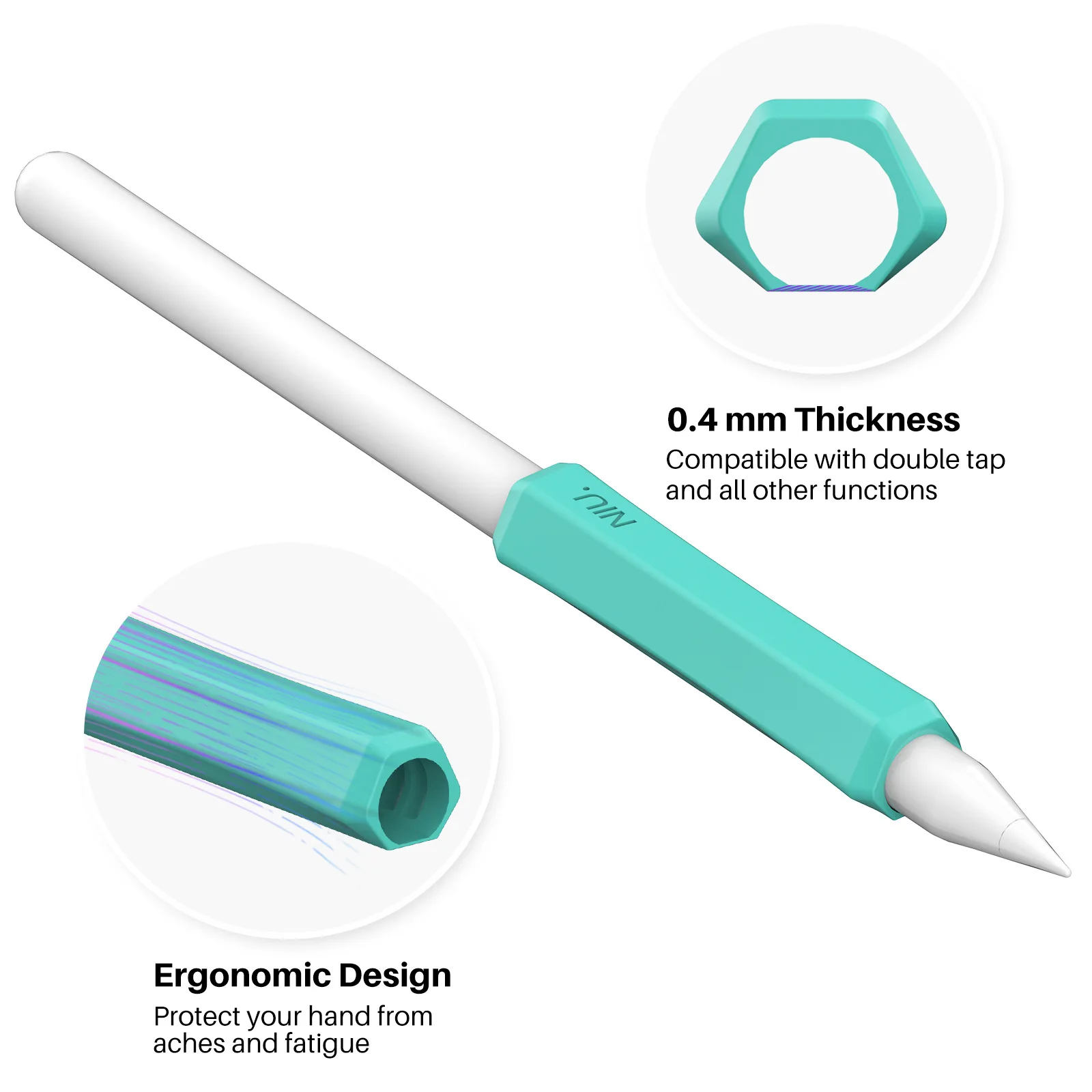 펜 그립 미끄럼 방지 보호 커버 Apple Pencil 1/2 3 USB-C 실리콘에 적합 펜 그립 보호 커버를 쉽게 잡을 수 있음
