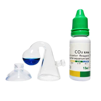 수족관 CO2 표시기 DIY 어항 유리 액체 테스터 모니터, 식물 잔디 CO2 시스템 솔루션 드롭 체커 키트, 15ml