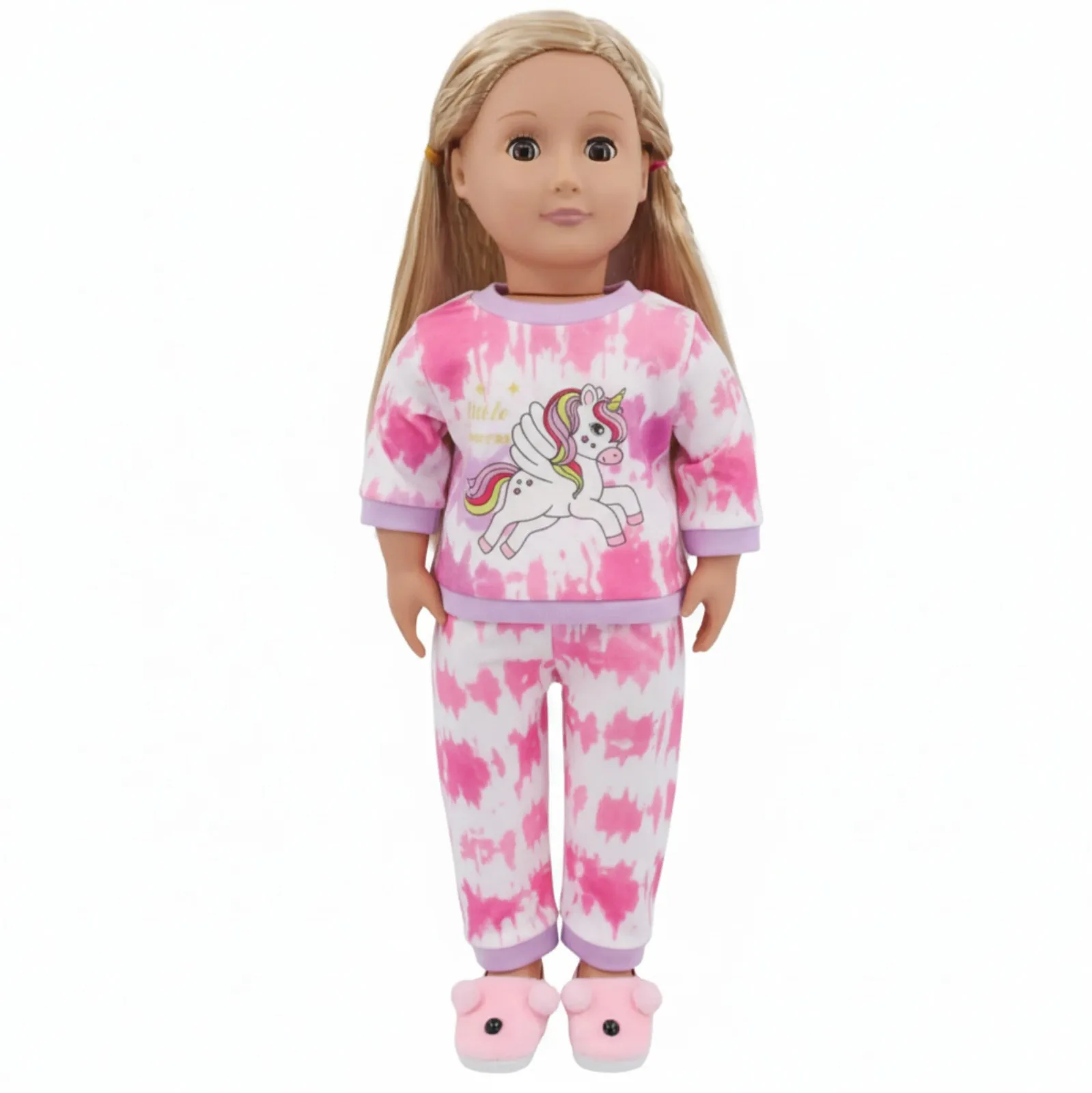 Niedliche Puppenkleidung + Plüsch-Hausschuhe für 43 cm große Babypuppen, Zubehör und 18-Zoll-Amerikanische Puppen, Mädchenspielzeug unserer Generation – Detail 10