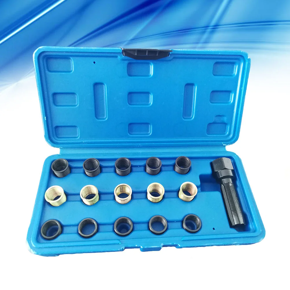 16pcs 14mm Spark Plug Rethread Kit Reamer Tap Thread Repair M14x1.25 Cylinder Head Helicoil