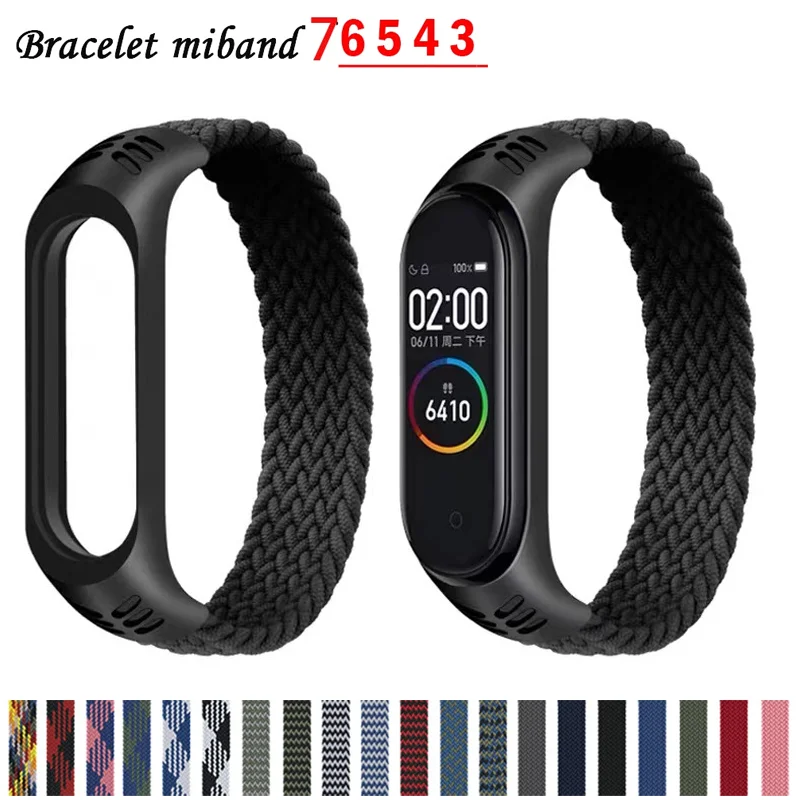 

Ремешок нейлоновый в оплетке для xiaomi Mi band 4 3, браслет для соло, Женский Smartband, Подарочный браслет для Mi band 7 6 8
