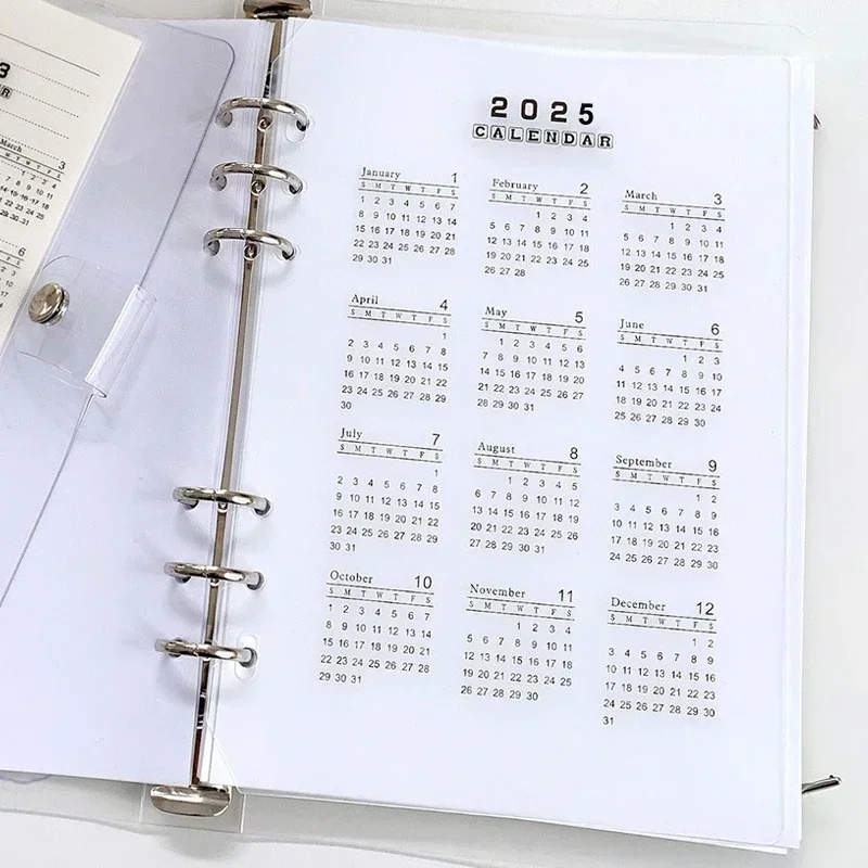 Fromthenon 2024 2025 Year Calendar Index Dividers Watercolor Refill A5 A6 6 Holes Leaf Spiral Notebook Diary School Stationery 3