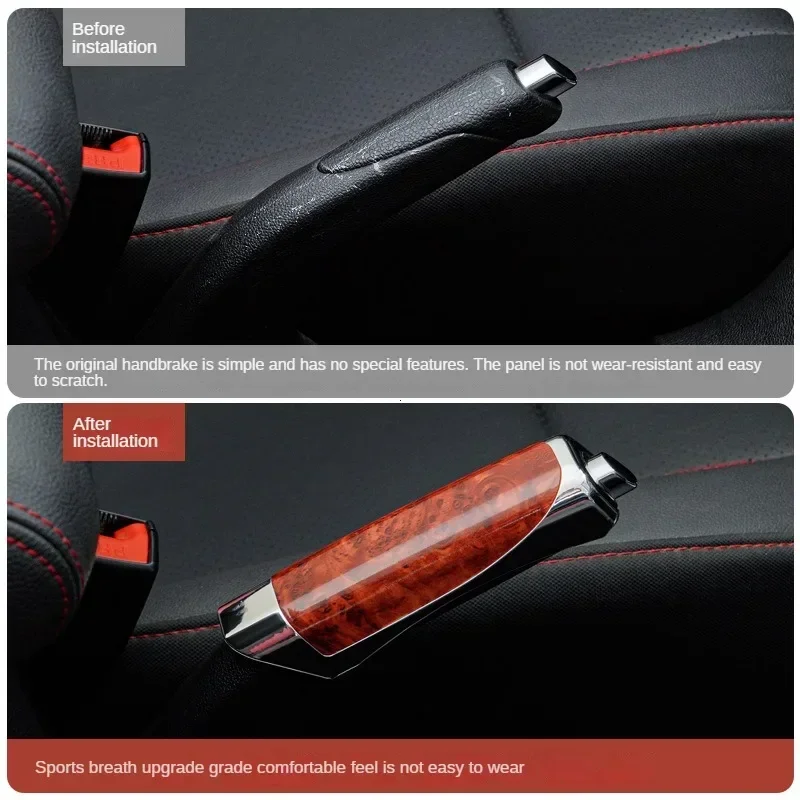 Universal Car Hand Brake Cover Carbon Fiber Wood Color Protector Handbrake Grips Interior Decor Car Styling Accessories hand brake cover,car interior accessories