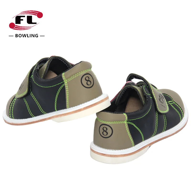Professional Unisex Bowling Shoes PU Leather Anti Slip Bowling Shoes Men Women Hook Loop Sports Training Sneakers Contrast Color