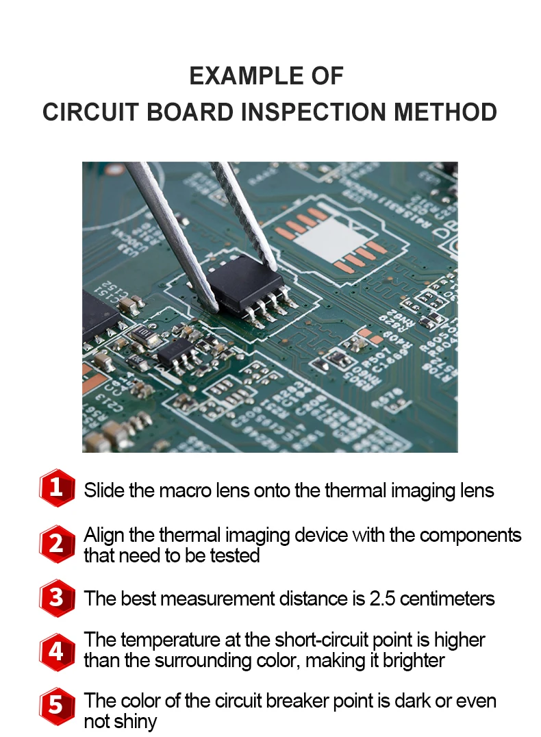 Thermal image of circuit board components captured with the ET14C