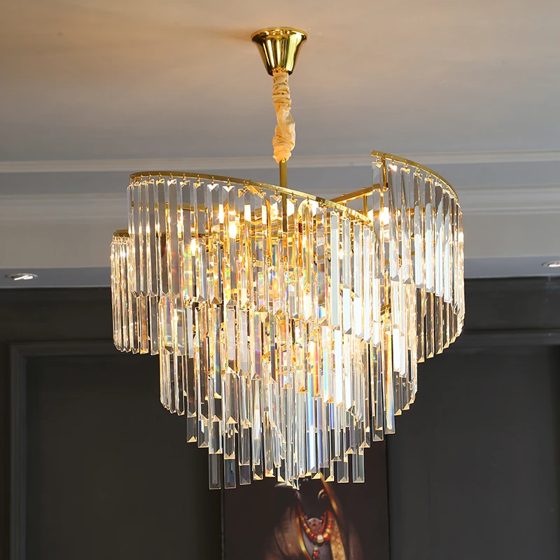 

Modern Luxury Crystal Chandelier Living Room Lamp Simple Atmosphere Dining Room Round Bedroom Fancy E14 Lighting