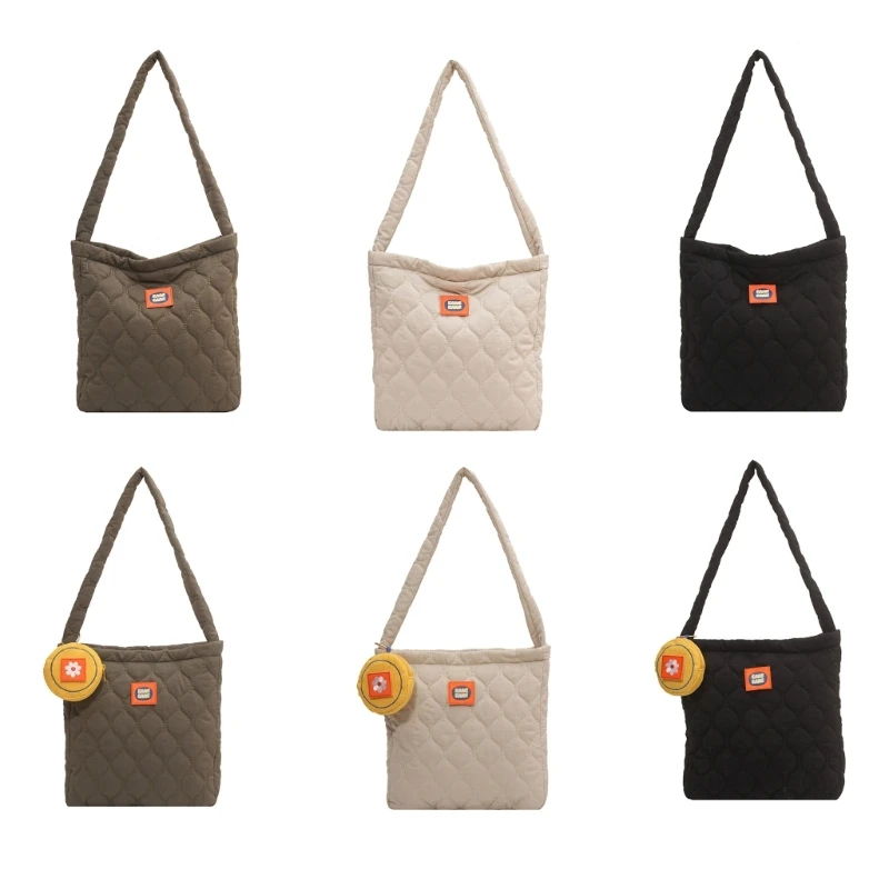 

Nylon Tote Bag Quilted Casual Handbag LargeCapacity Rhombus Pattern Shoulder Bag Lady Purse Fashion Hobo Bags for Women