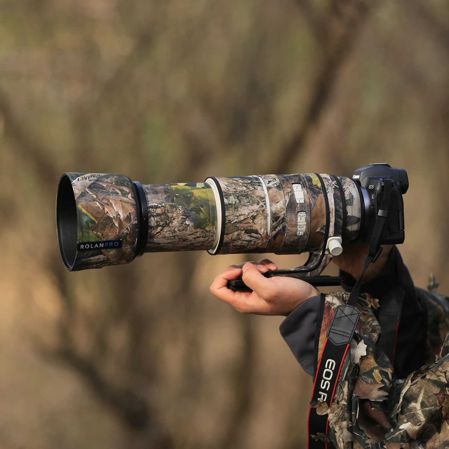 ROLANPRO Waterproof Lens Coat for Canon RF 100-500mm F/4.5-7.1 L IS USM Camouflage Rain Cover Lens Protective Sleeve Guns camera accessories