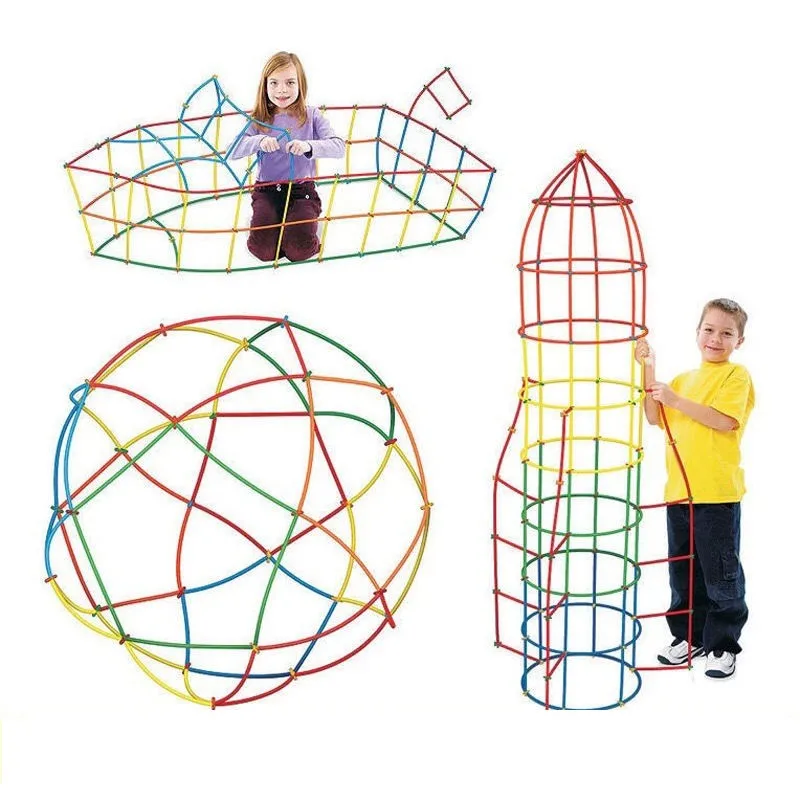 4D Colorful Plastic Straw Building Blocks Children's Educational Toys Assembling And Building Game Toy Children Birthday Gift