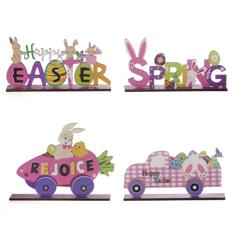 

Festive Easter Rabbit Ornament Wooden Tabletop Sign for Desktop Centerpieces