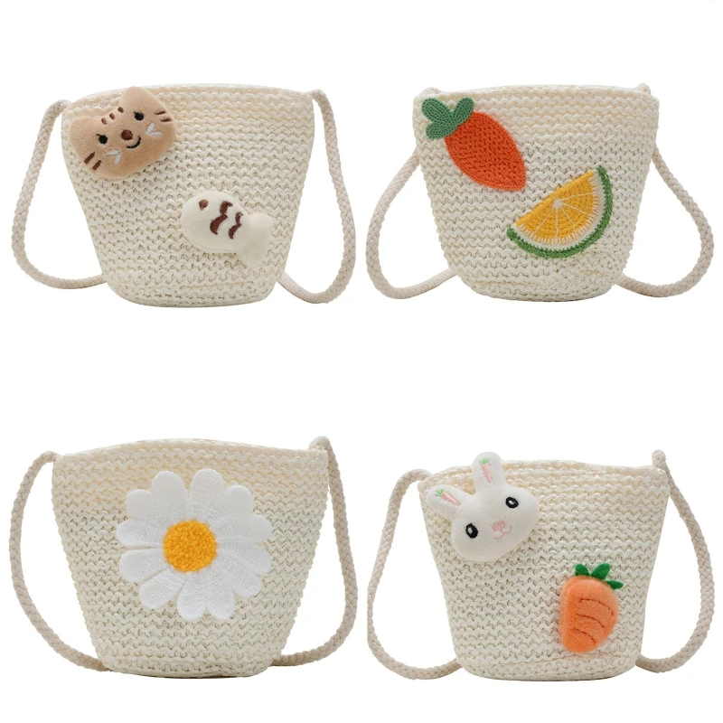 Shoulder Bags Kids Straw Shoulder Bag Straw Coin Purse Straw