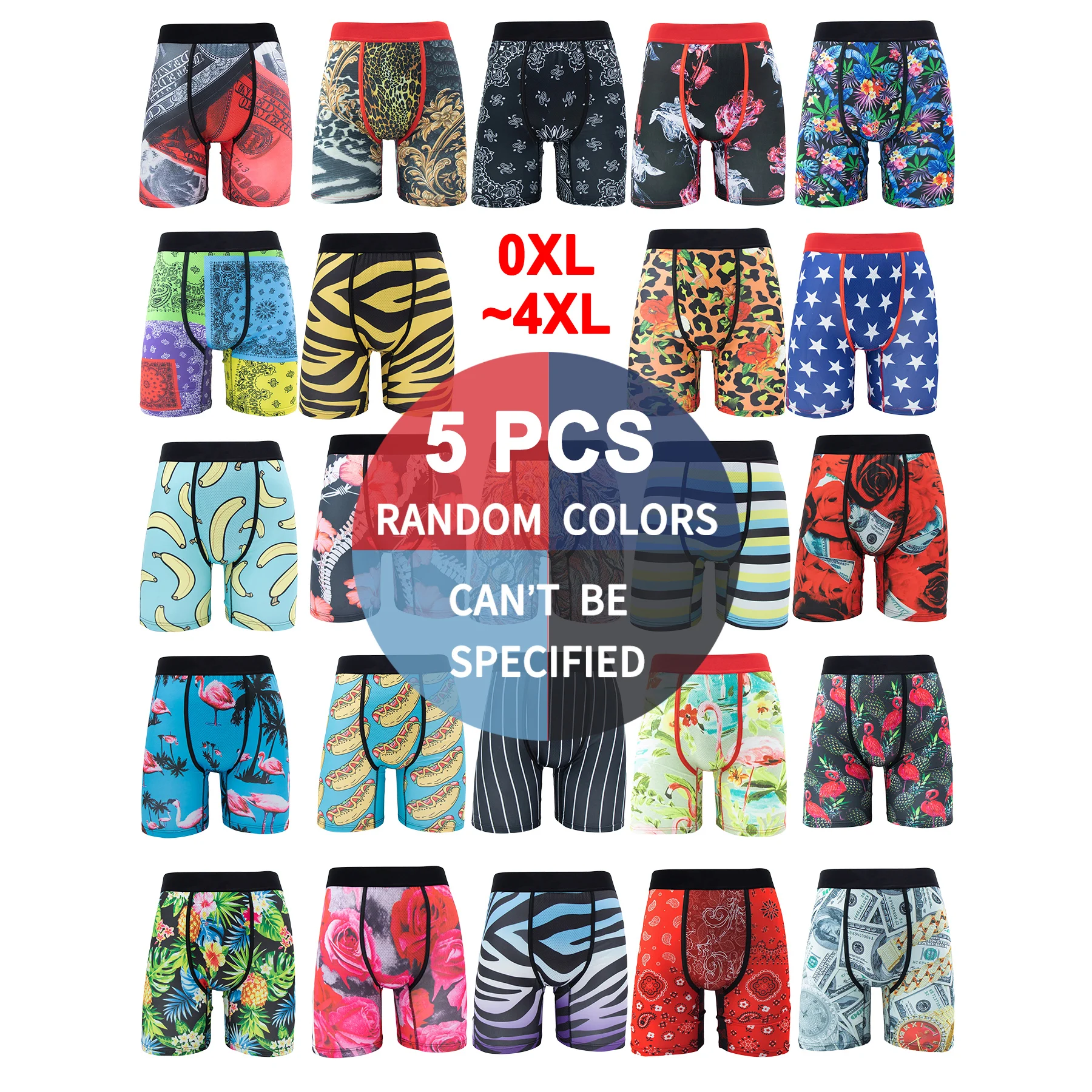 Fashion Print Men's Plus Size Boxer Briefs