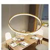 Ring single-ring lamp modern minimalist LED chandelier restaurant living room bar room hotel study creative lighting 3