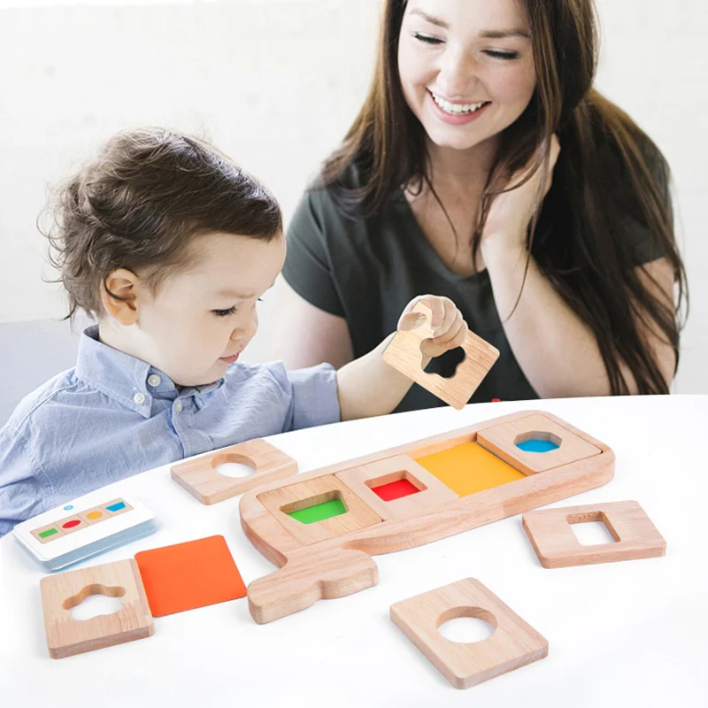 Wooden Montessori Geometry Color Separation Puzzle Toys Matching Games Sensory Training Shape Children Early Education Cognition 2