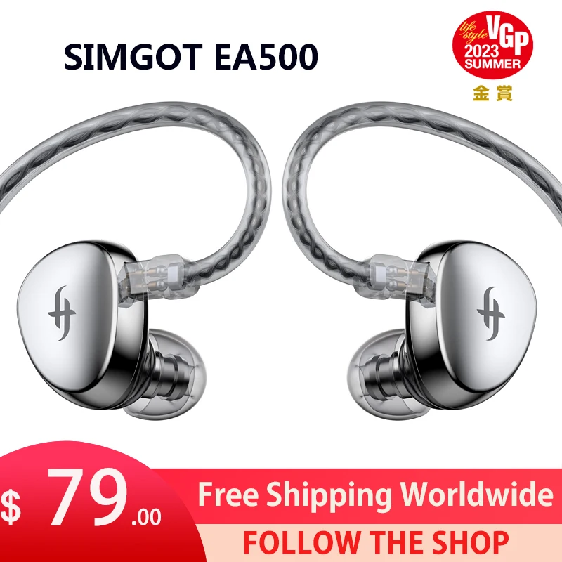 SIMGOT EA500 Hi-Res In Ear Monitor Headphone com cabo destacável Dynamic Driver IEM fone de ouvido estéreo HiFi Wired Earbuds