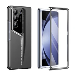 Luxury Hard PC Cover with Screen Glass Film - Shockproof and Anti-Drop Protection Case for Galaxy Z Fold 4 (Gray)