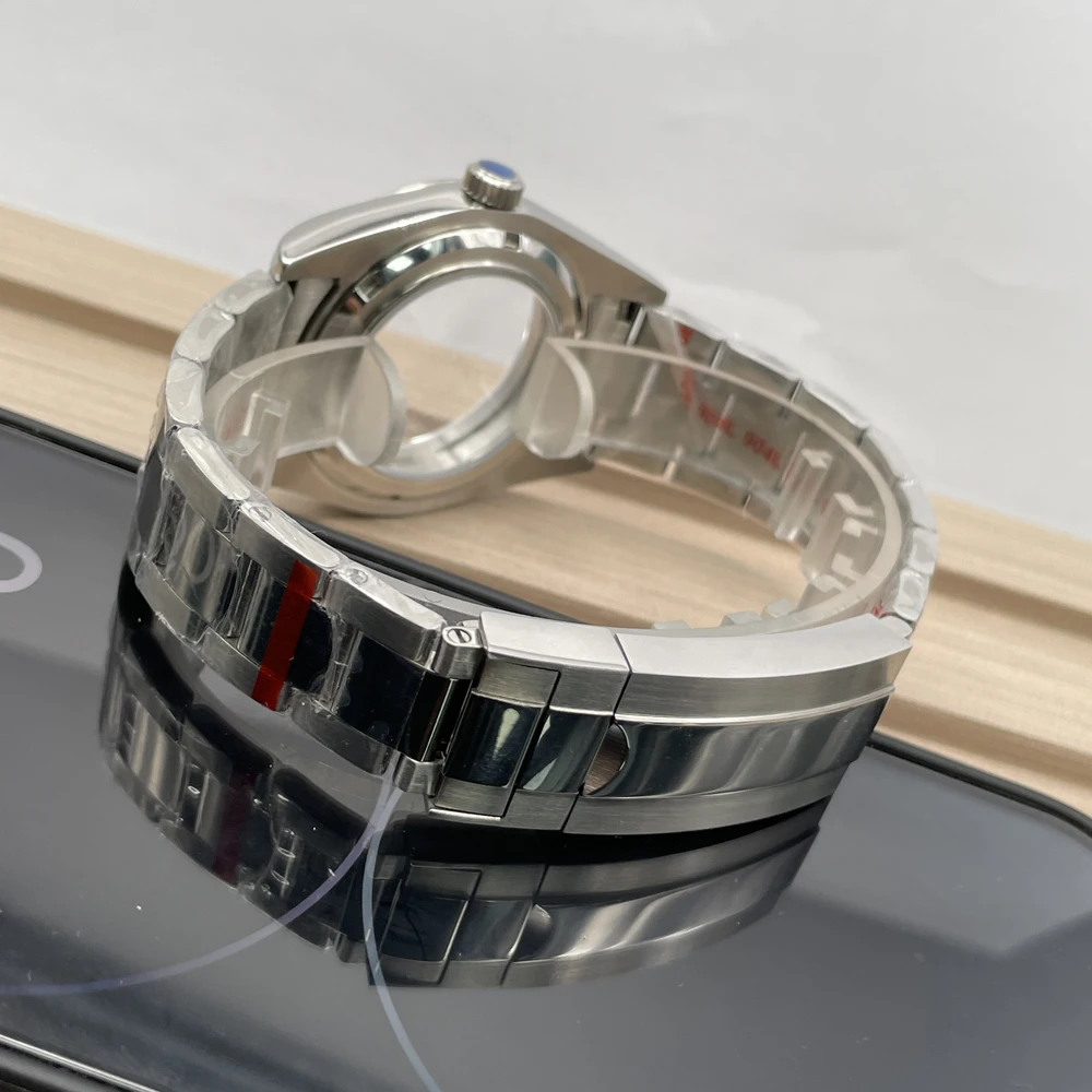 41mm Polished Sapphire Glass Stainless Steel Case Bracelet Accessories Set Replacement Fits NH35 NH36 Movement