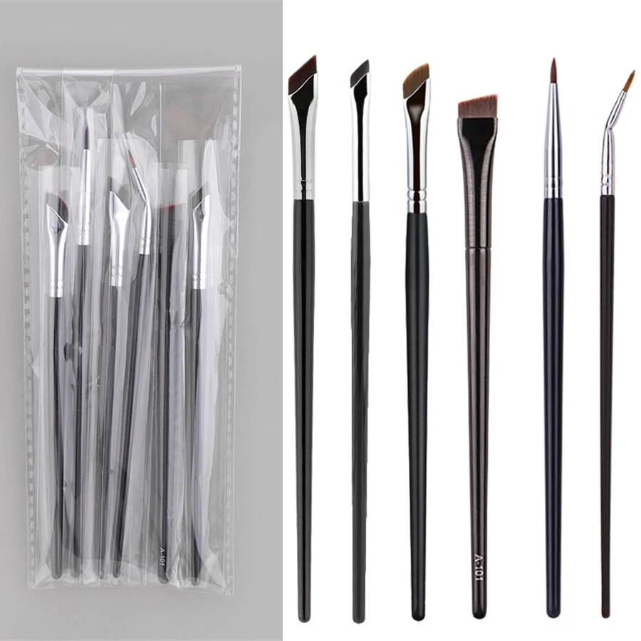 5/6PCS 얇은 젤 아이 라이너 메이크업 브러쉬 아이 라이너 브러쉬 세트 플랫 탑 아이 라이너 컨실러 브러쉬 아이 라이너 상세한 메이크업 도구