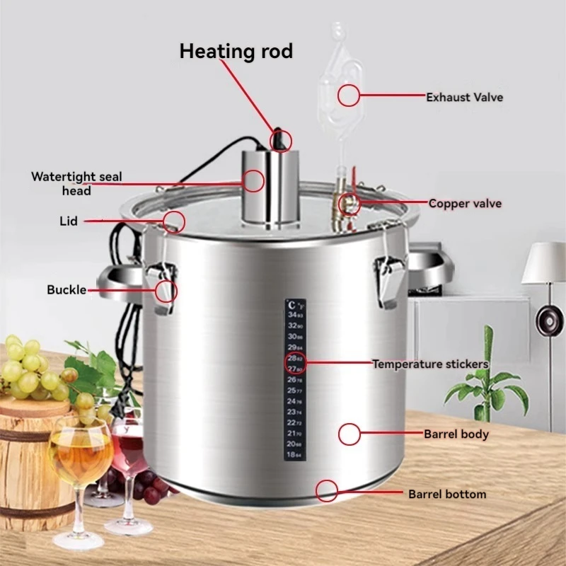 Constant Temperature Fermentation Barrel Wine Barrel Stainless Steel Fermenter Warming Wine Fruit Fermentation Equipment 2