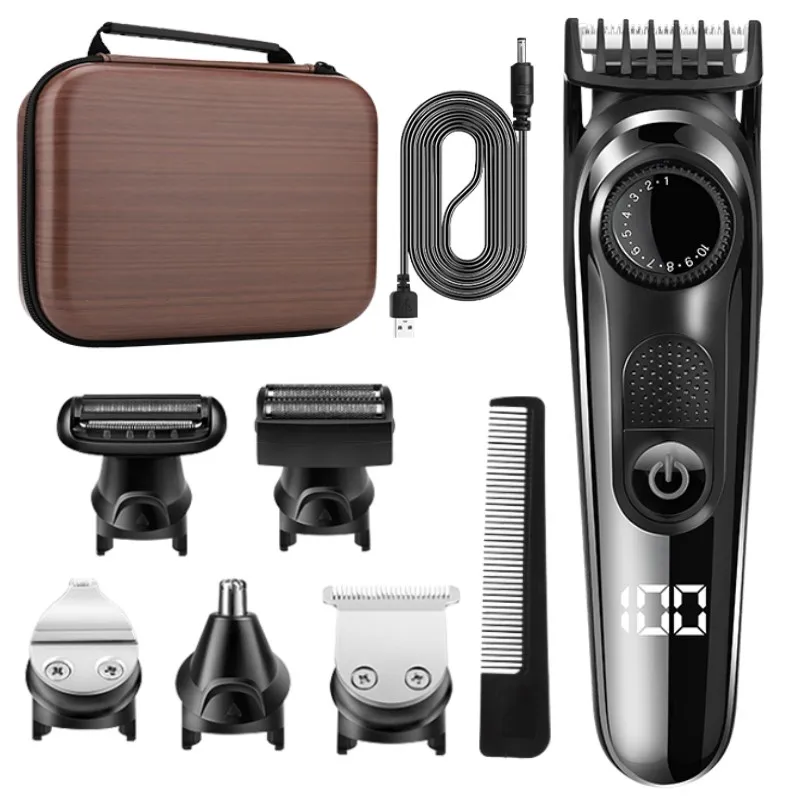 

New Multifunctional Hair Clipper Men's Razor Shaver Electric Hair Clipper Nose Hair Trimmer 5 in 1 Men's Set Storage Box