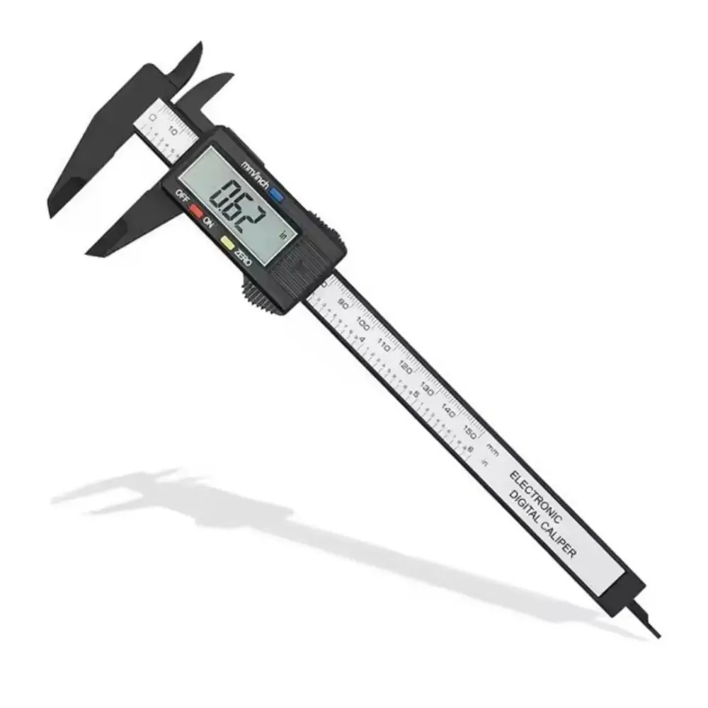 0-150mm 전자 디지털 캘리퍼스 디지털 디스플레이 인치/미터법 버니어 캘리퍼스 다목적 고강도 플라스틱 디지털 자