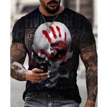 

Spring New Men's Oversized Short Sleeve Graphic T-Shirts 2022 Skull Pattern Fashion 3D Anime Print Clothing Sweatshirt Tops