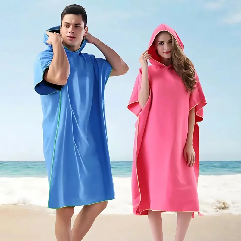 Microfiber Quick Dry Surf Poncho Towel Bathrobe for Swimming