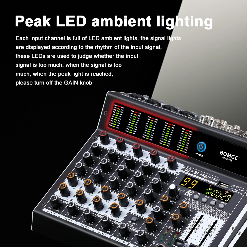 BOMGE 06S プロフェッショナルオーディオミキサー 6 チャンネル