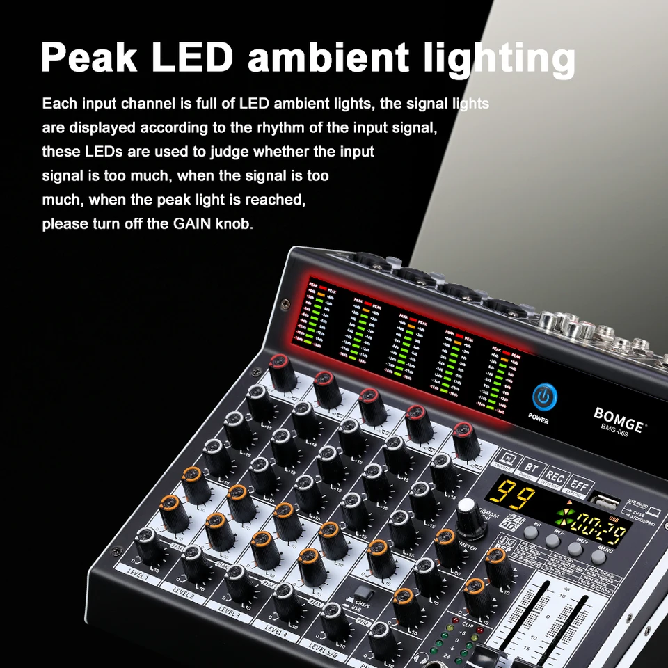 BOMGE 06S プロフェッショナルオーディオミキサー 6 チャンネル