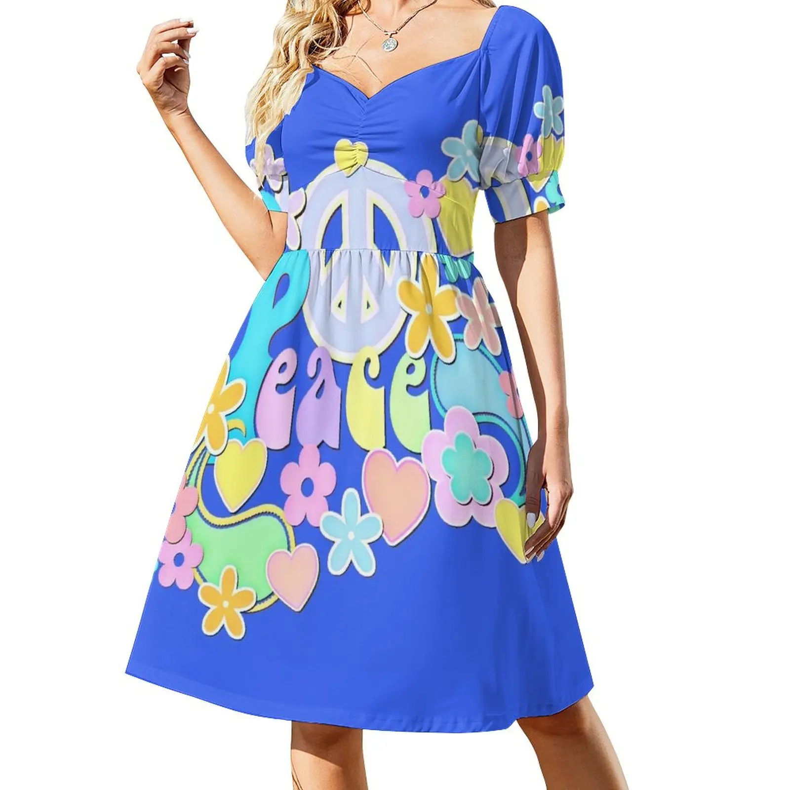 Peace And Love Flower Power Hippy Design Dress Abiti Per Donna 2023 Abiti Da Cocktail Abiti Lunghi Da Donna Abiti Lunghi Per Le Donne