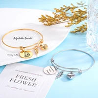 Custom Stainless Steel Mini Heart Ashes Urn Bracelet with Angel Wing Charm Engrave Round Tag Pet Photo Memorial Bangles Jewelry 1