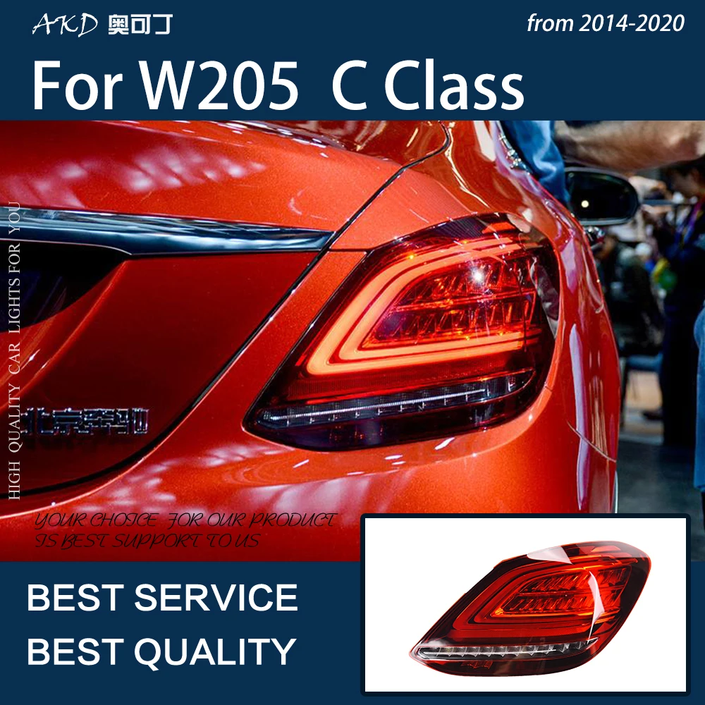 Автомобильные фары для Benz W205 C Класс 2014-2021 светодиодный авто задний свет обновление динамический 2019 стиль дизайн динамический сигнал лампа аксессуары