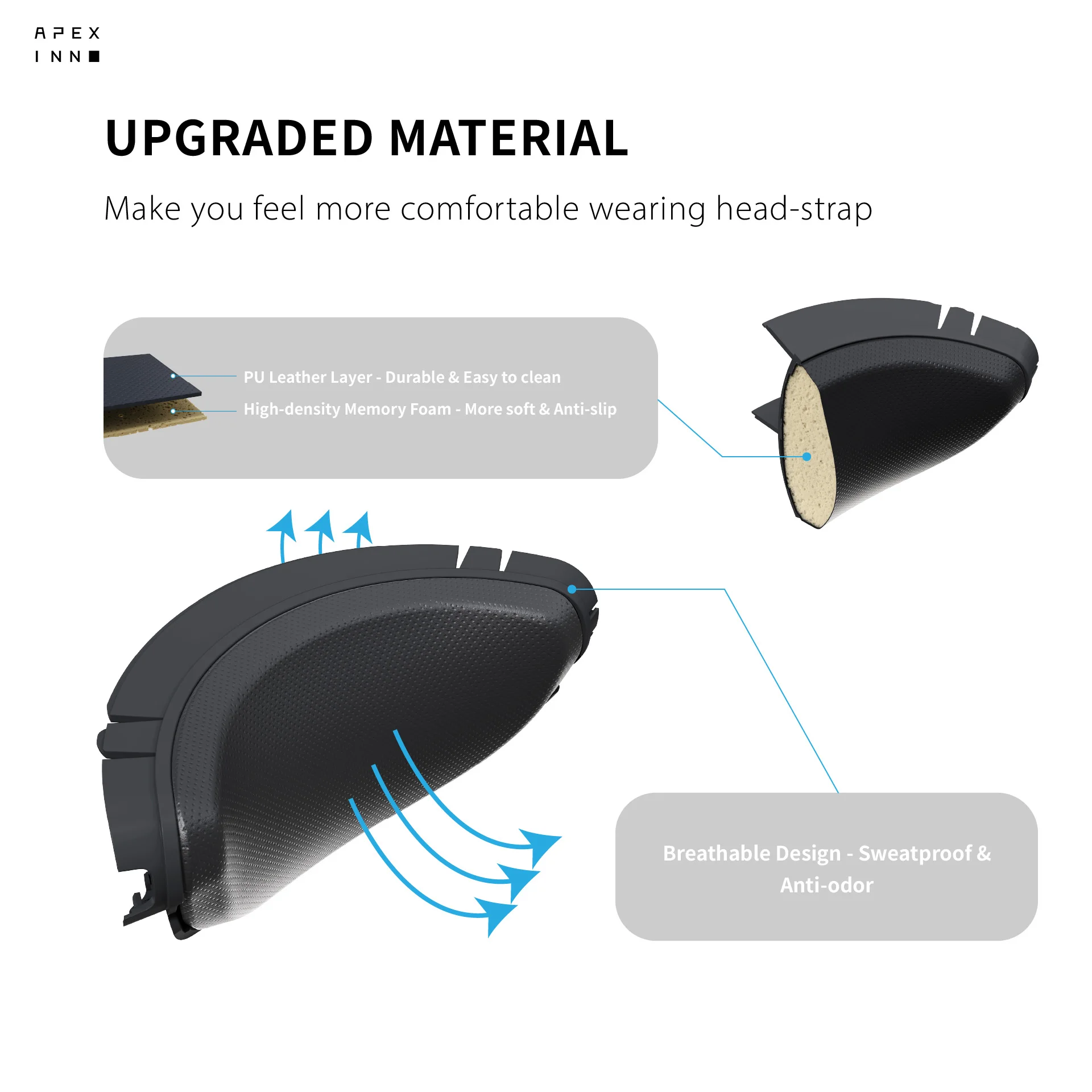 APEXINNO Comfortable Headband Foam Cushion for PSVR2 and PS5 VR