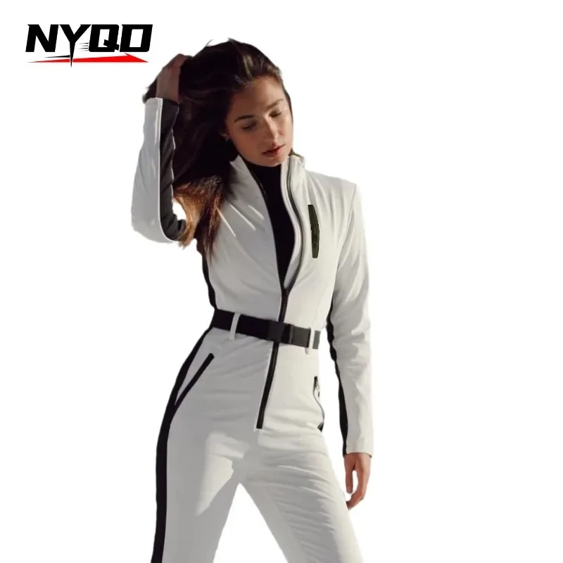 Women Long Sleeve Waterproof Windproof Skiing Overall Female Elegant Skateboard Jumpsuit Winter Patchwork Ski Jumpsuits ski jacket winter jacket
