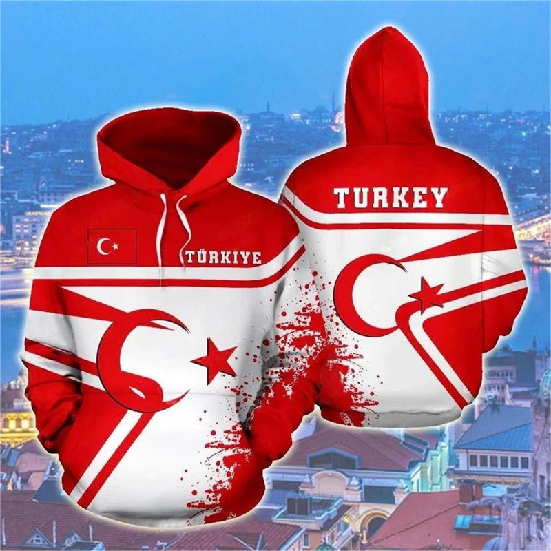 

Turkey Flag 3D Printed Hoodies For Men Horror Animal Wolf Graphic Sweatshirts Casual Women Pullovers Türkiye Tracksuit Hoody Top