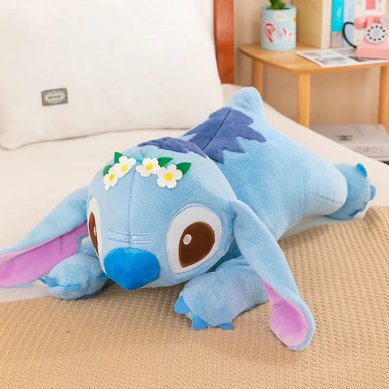 Disney Lilo and Stitch Plush Toys Prone Cute 55/80cm Anime Stich Doll Stuffed Plushie Angel Pillow Soft Gift for Children Kawaii 3