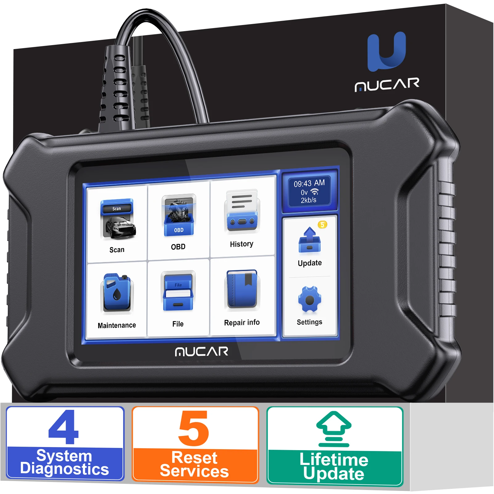 

Диагностический инструмент MUCAR CS4 Obd2, автоматический сканер OBD2 для всех автомобилей, считыватель кодов масел/EPB/SAS/TPMS/TBA, бессрочный, бесплатное обновление