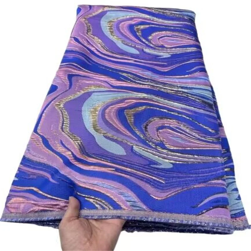 

Multicolored African Jacquard Fabric Brocade Lace French Tulle Lace 2024 High Quality Nigerian Gilding Lace Fabric For Wedding
