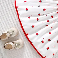 Robe imprimée fraise avec nœud printemps/été pour filles 5