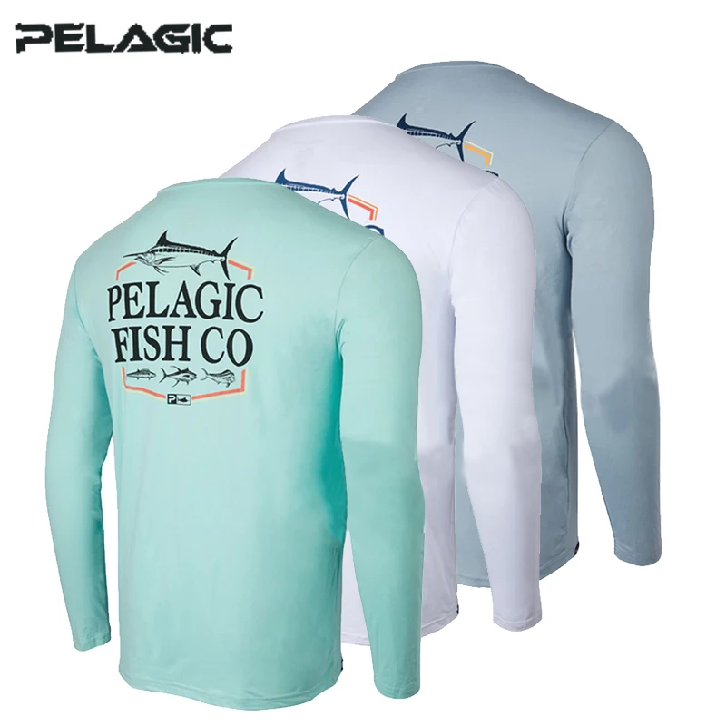 PELAGIC Fishing Shirt Mens T Shirts Long Sleeve Sun Protect Uv Men