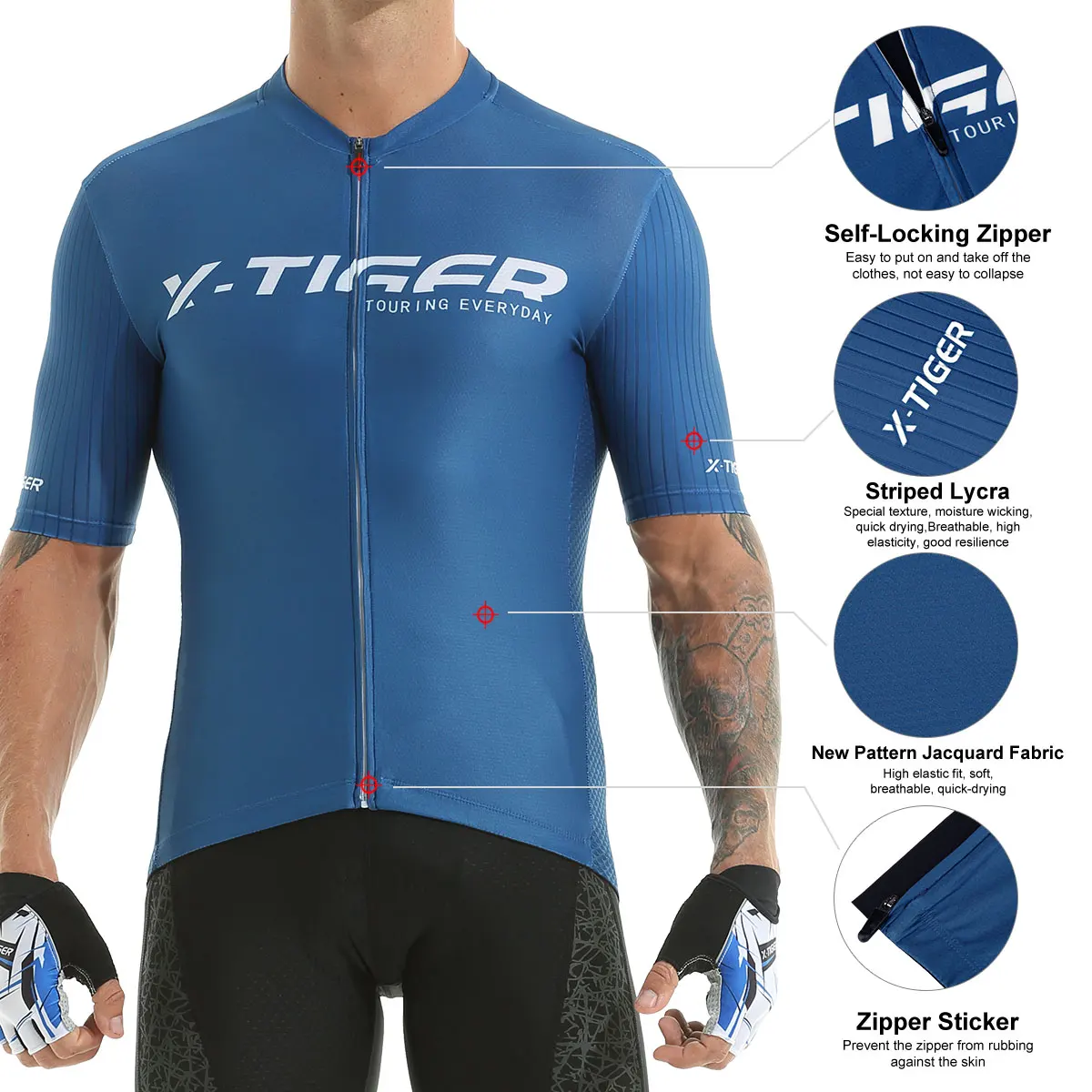 Sommer-Männer "X-TIGER" Radfahrer-Trikot-Sets sportswear für Radfahren-MTB-Kleidung-Reiten-Bike-Shorts-Anzugset 2