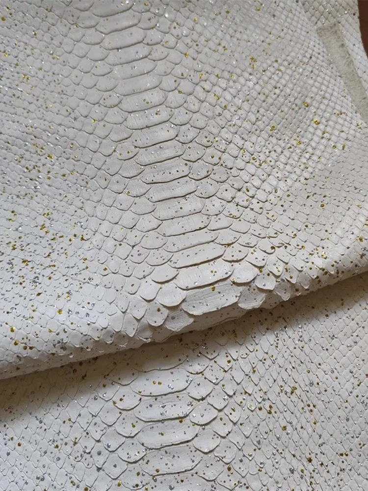 New Golden Silver Printed Real Python Skin Material DIY Wallet Accessory Genuine Leather Fabric Piece Leather Craft