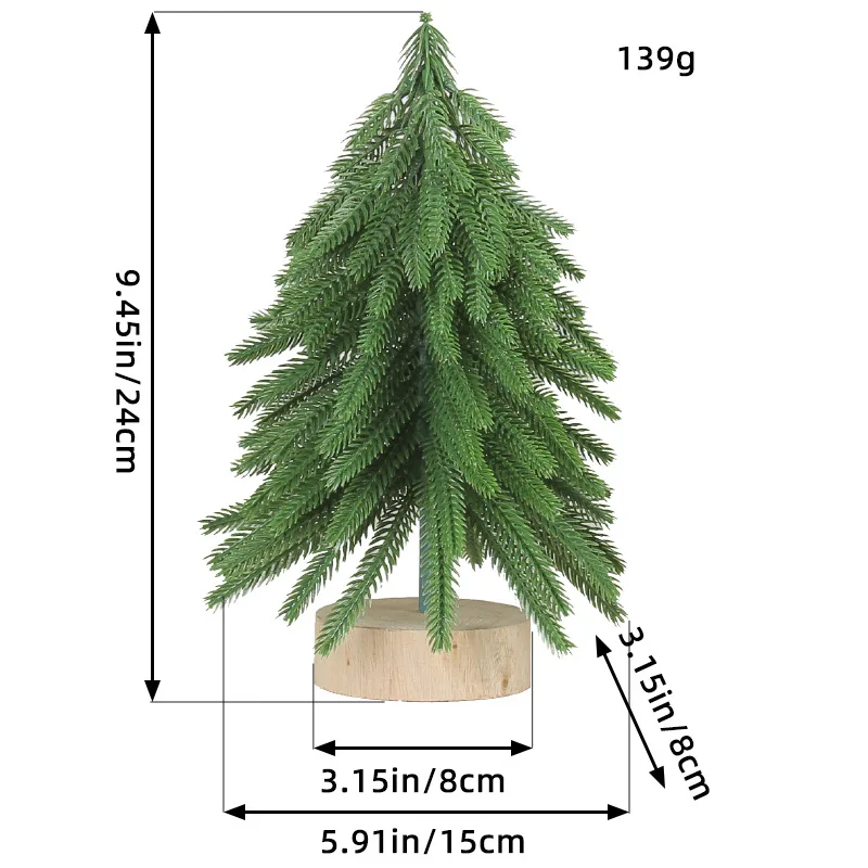 thumbnail image 1 of Adornos para árbol de Navidad, base de madera redonda, decoraciones navideñas de Año Nuevo, árboles de nieve de peluche para fiestas, escritorios de oficina en casa de cedro, 1 of 5